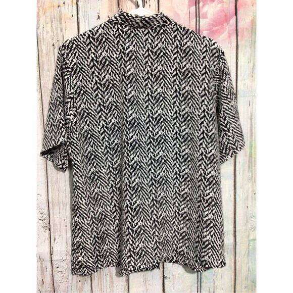 Impressions of California Black & White Blouse Tie Accent Pearl Button Size 16 ❤ - Picture 4 of 12